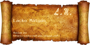 Lacko Mátyás névjegykártya